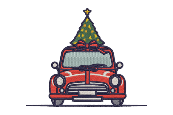 Christmas Car with Tree on Top Embroidery Review