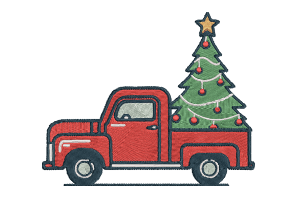 Christmas Truck with Christmas Tree Embroidery Design