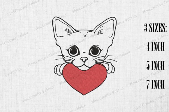 Cute Abyssinian Cat with Heart Valentine