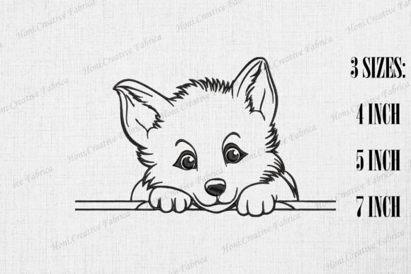 Cute Alaskan Malamute Dog Peeking Wall Embroidery