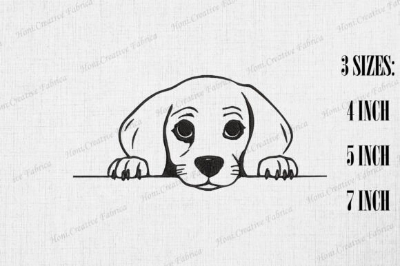 Cute Beagle Dog Peeking Wall Embroidery