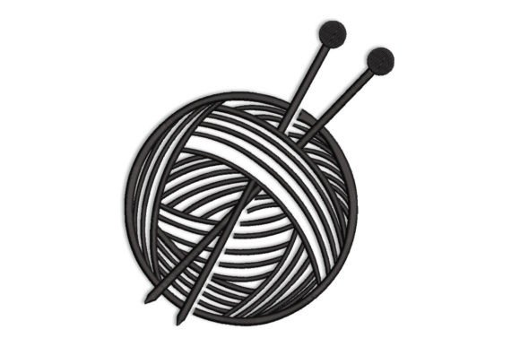 Knitting Needles and Yarn Embroidery Design